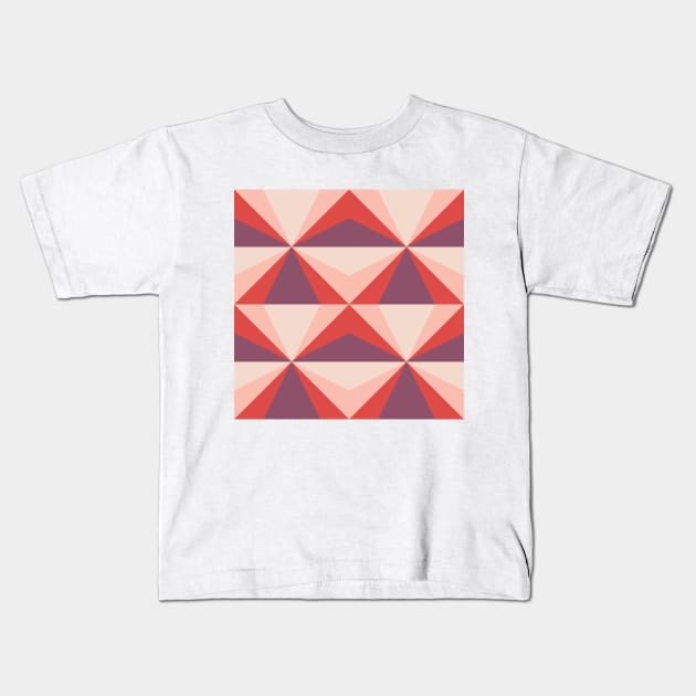 Vintage Geometric Red Star Pattern Kids T-Shirt by kallyfactory